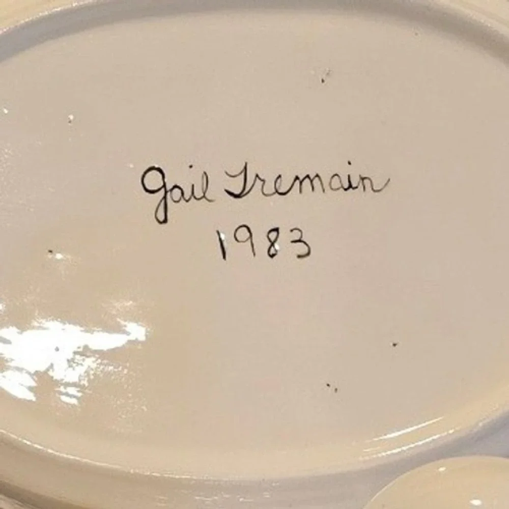 Vintage 1983 Gail Tremain Signed Ceramic White‎ Duck Tureen Covered Dish